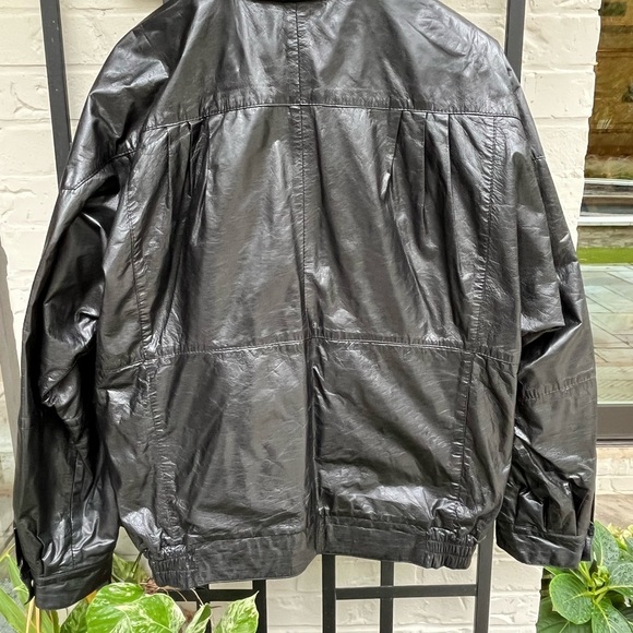Black Kidskin Goat Leather Bomber Jacket XL - Picture 7 of 11